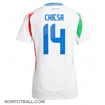 Billige Fotballdrakt Italia Federico Chiesa #14 Replika Bortedrakt Dame EM 2024 Kortermet